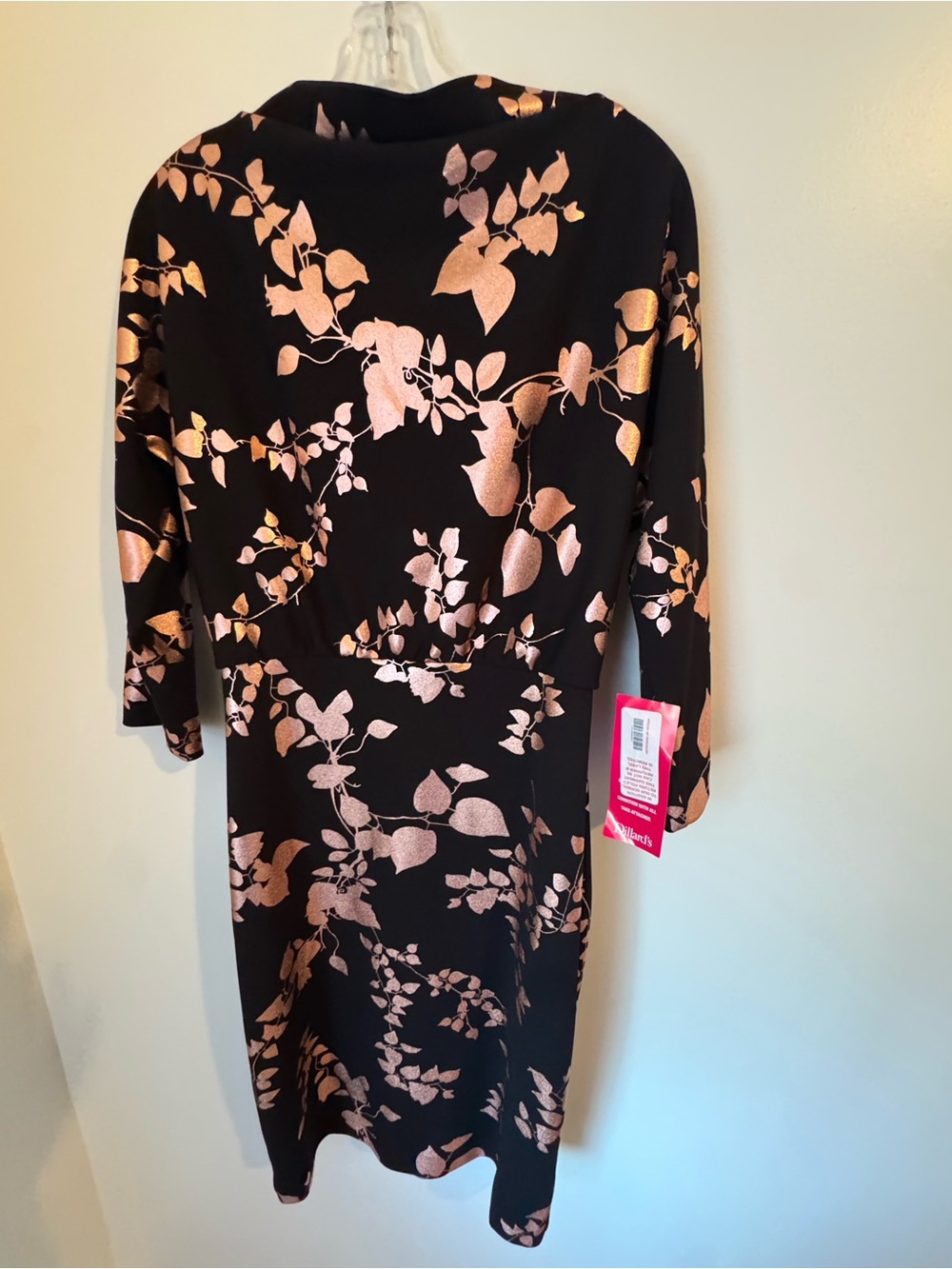 Badgley Mischka Black Dress with Rose Gold Floral Print